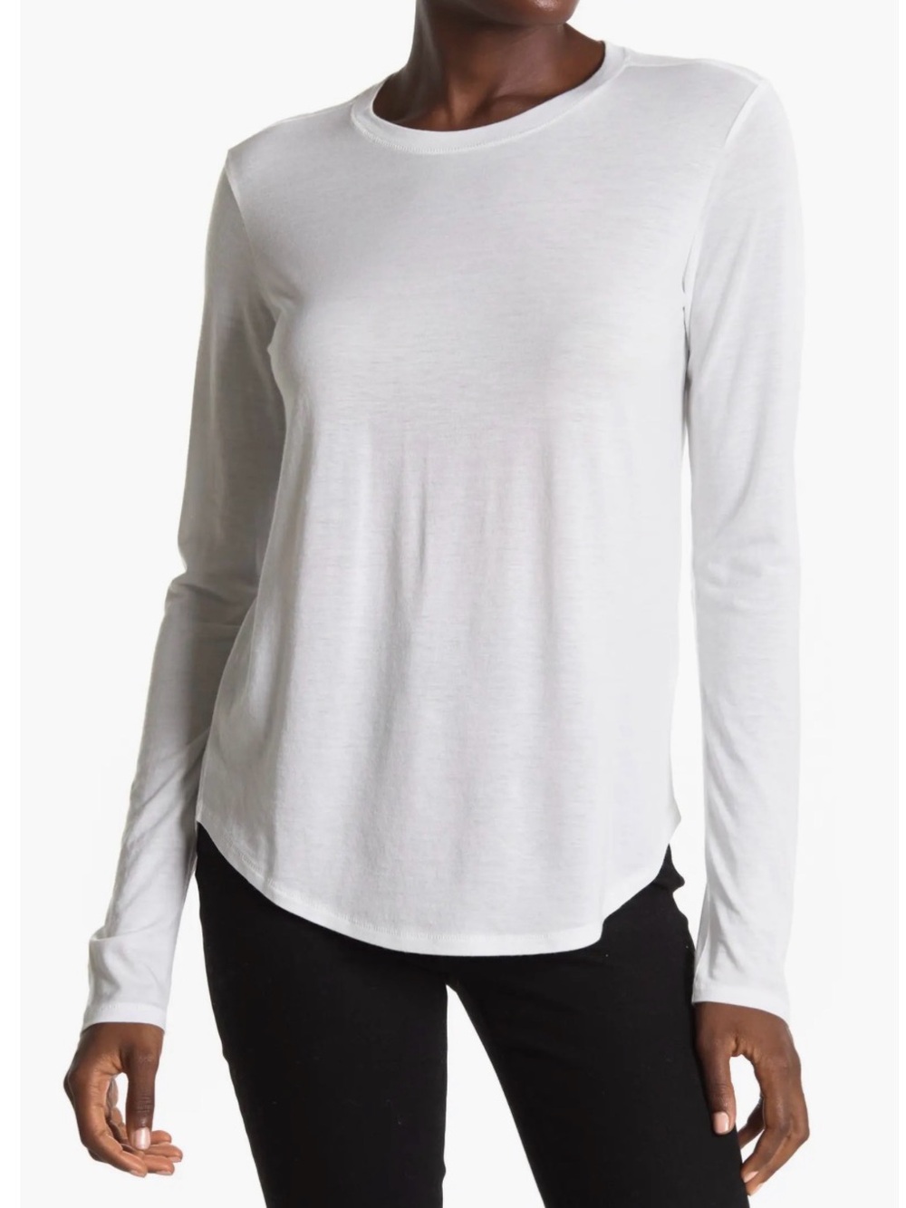 Vince White Long Sleeve Crewneck Top